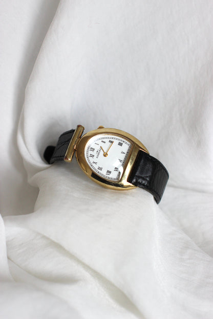 Aubergé Cloche-Shaped Watch with Crocodile-Effect Leather Strap