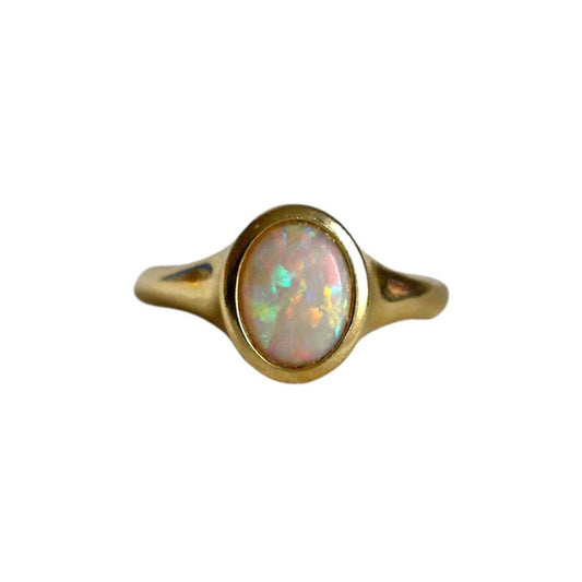 1980's Vintage Opal and 14k Yellow Gold Ring