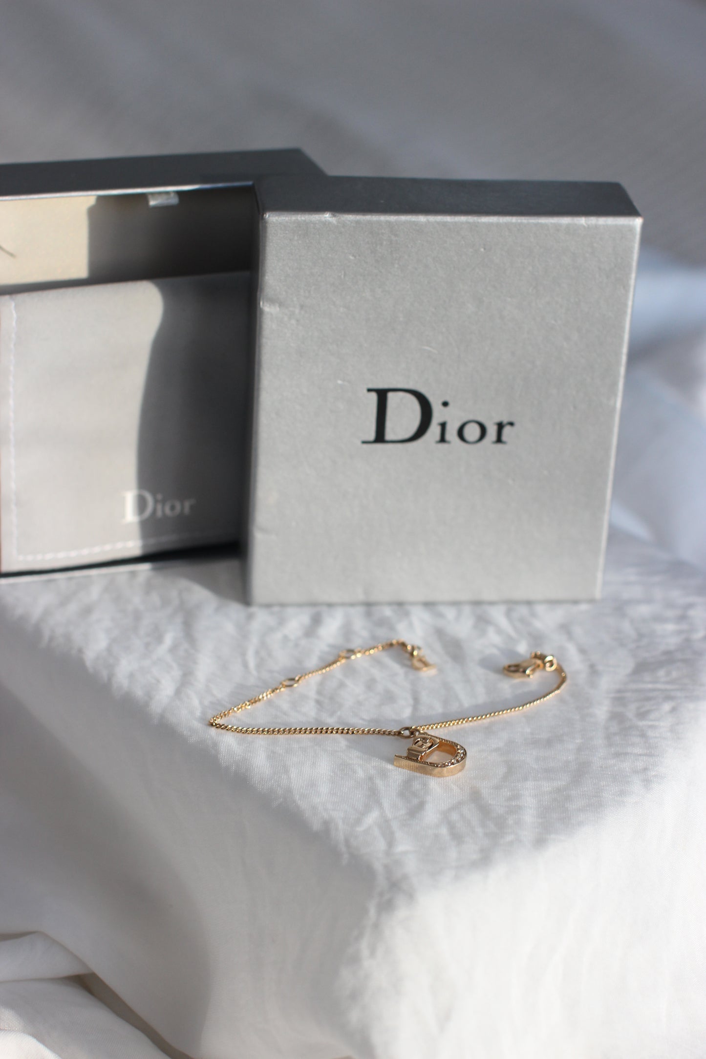 Dior Gold-Plated Bracelet with Strass "D" and Buckle Design