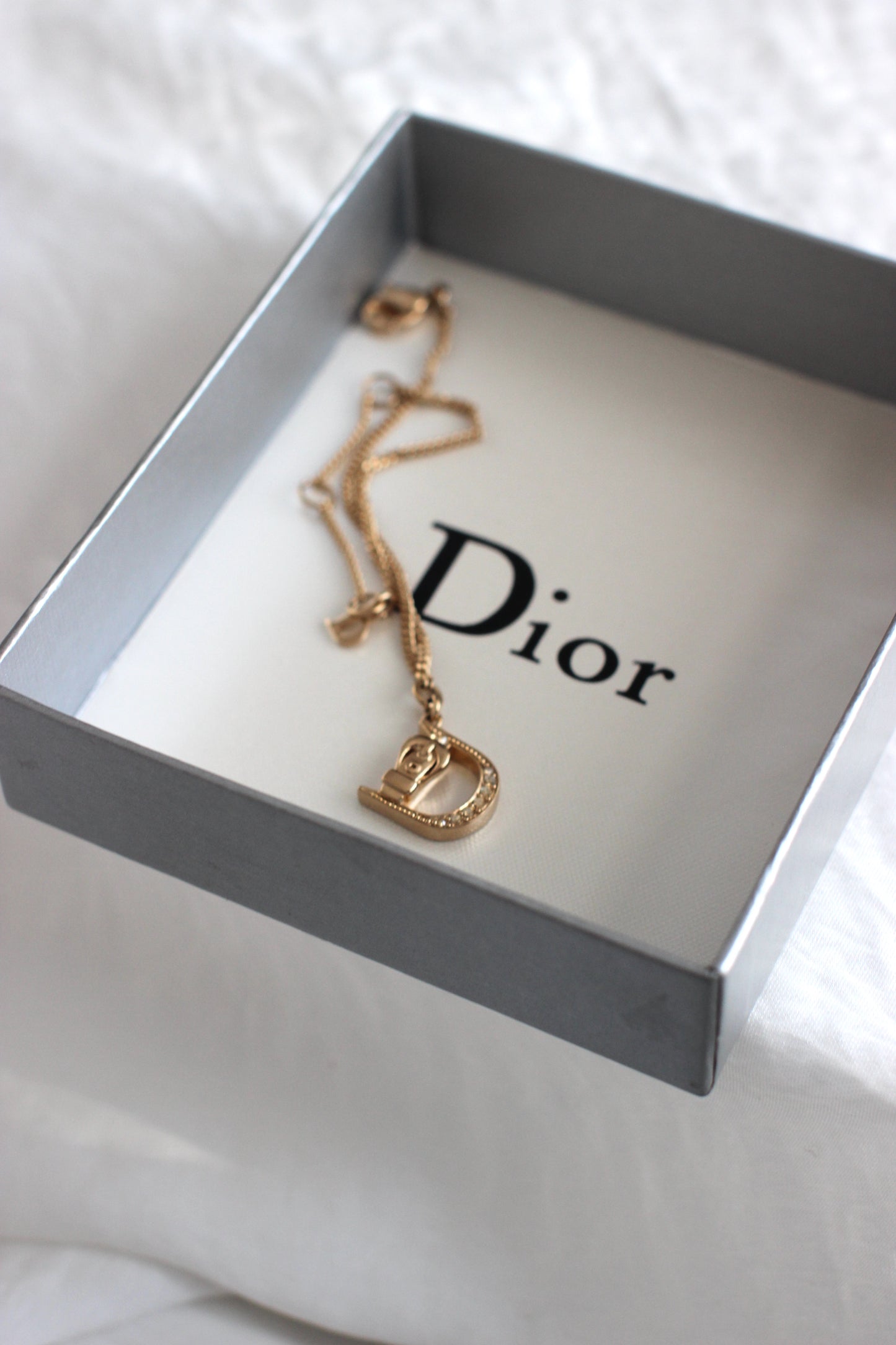 Dior Gold-Plated Bracelet with Strass "D" and Buckle Design