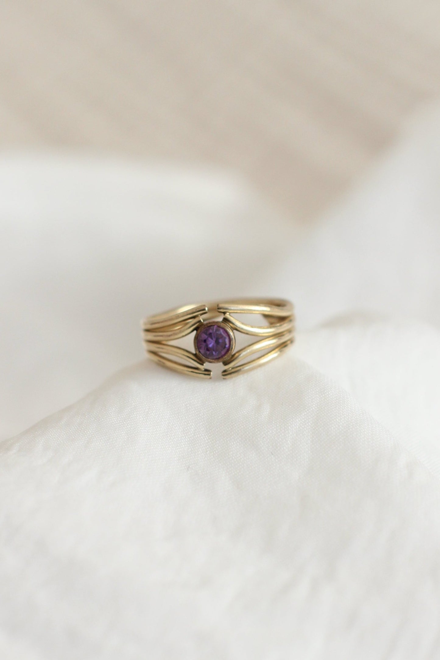 Vintage Gold plated Ring with Purple Stone