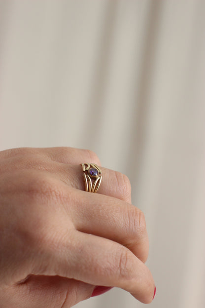 Vintage Gold plated Ring with Purple Stone