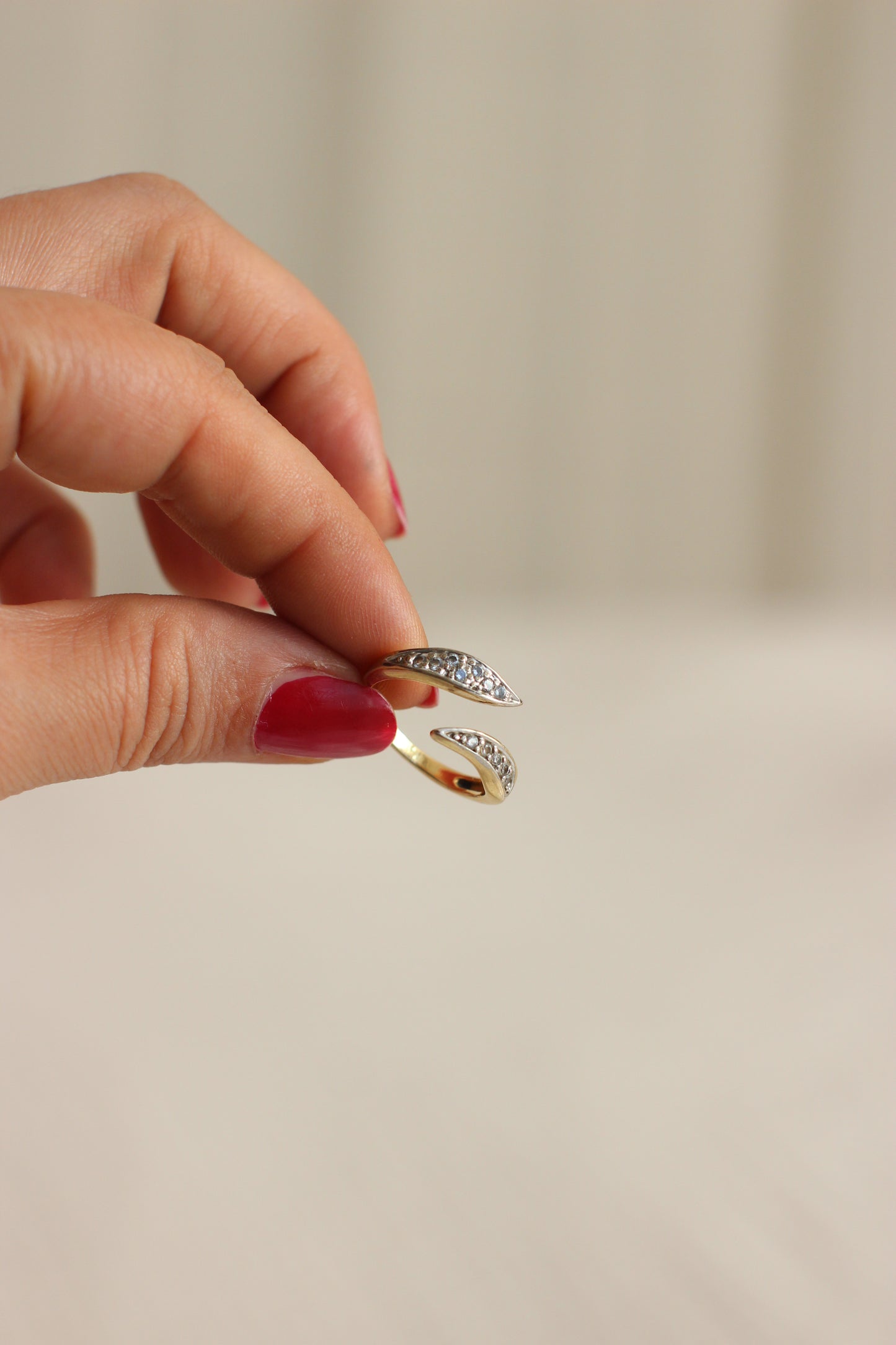 Vintage Gold Plated & Zirconias "Snake" Ring