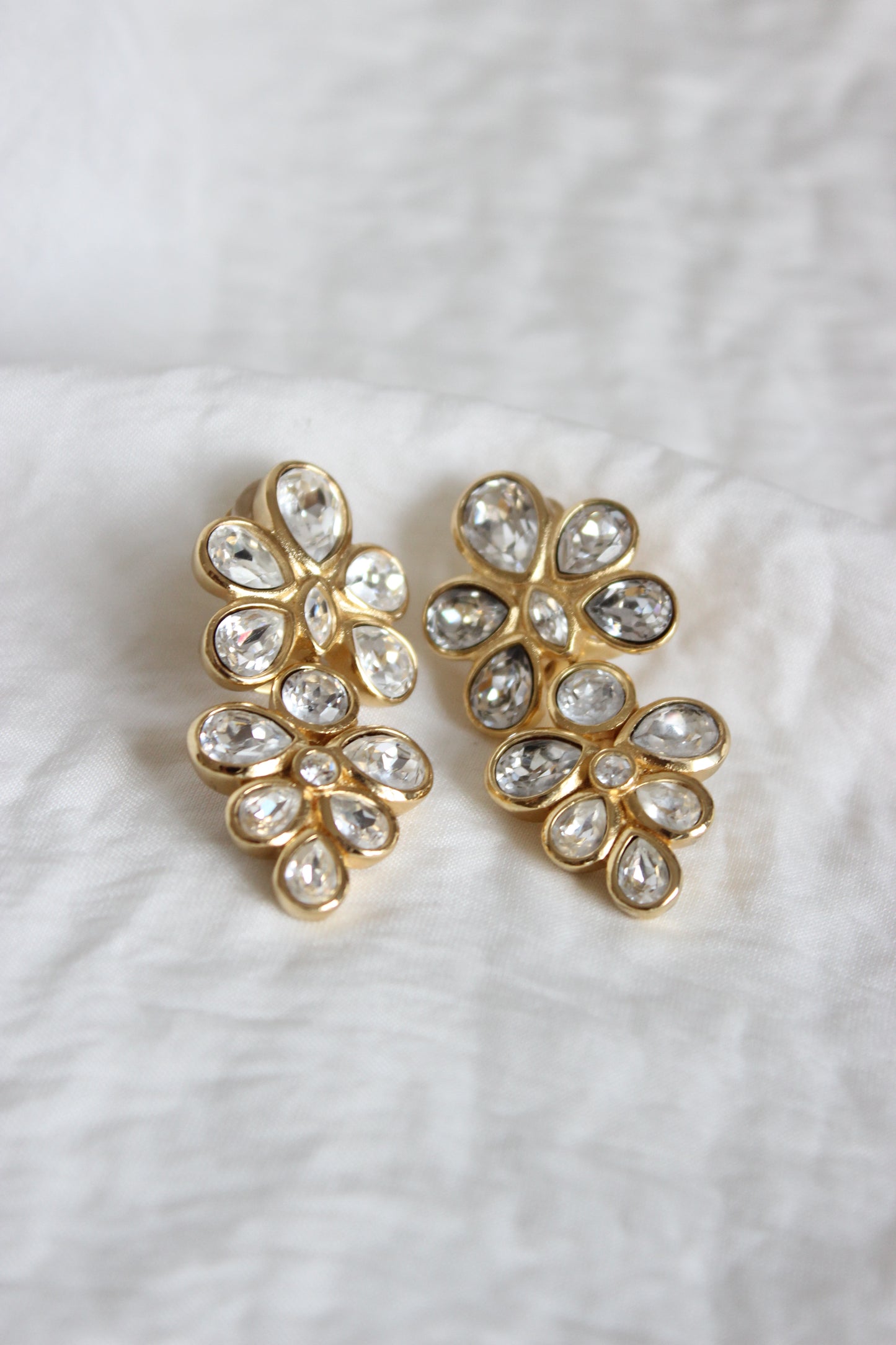 1980s Christian Dior Vintage Clip-On Earrings – Gold-Plated & Faceted Glass Stones