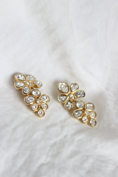 1980s Christian Dior Vintage Clip-On Earrings – Gold-Plated & Faceted Glass Stones