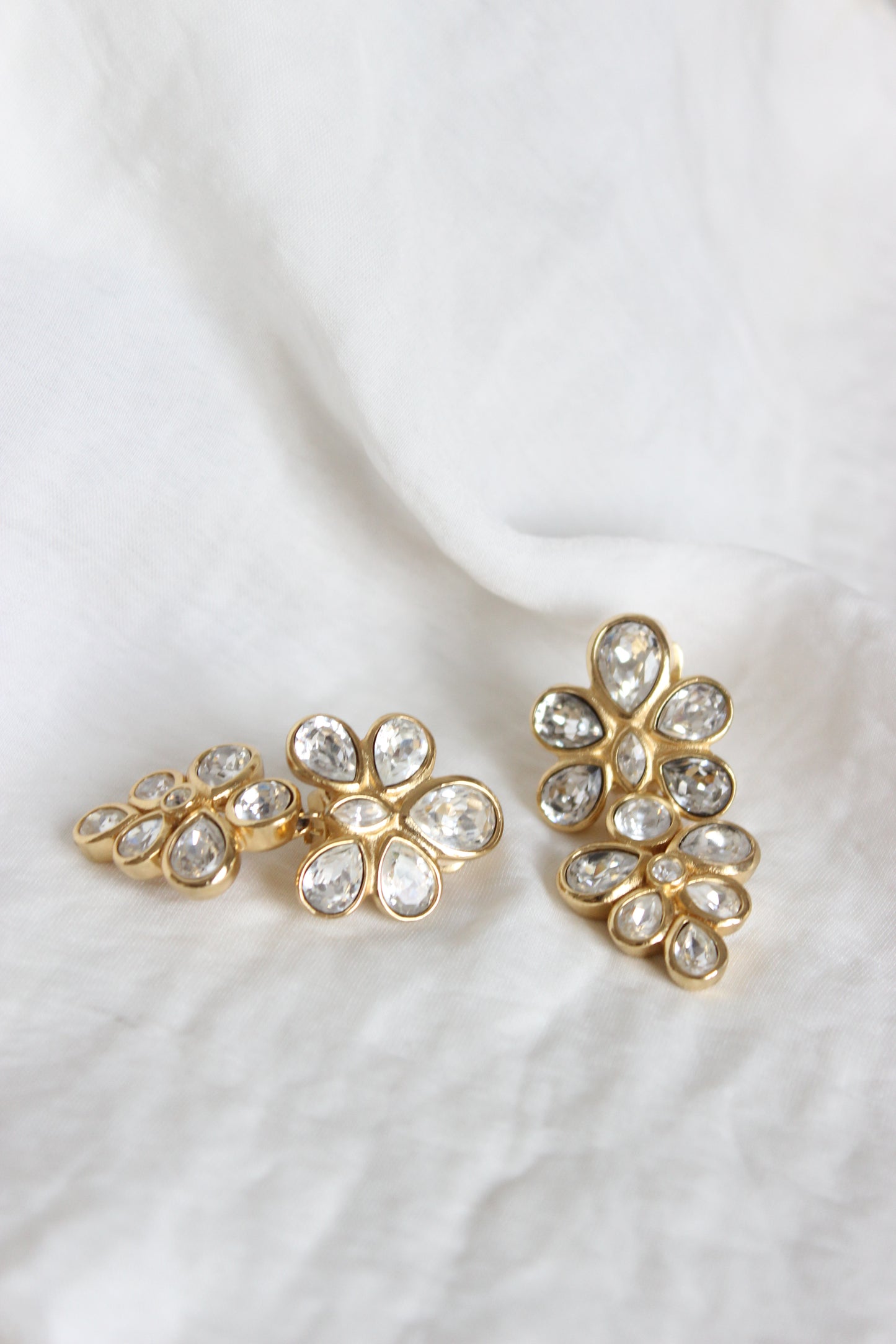 1980s Christian Dior Vintage Clip-On Earrings – Gold-Plated & Faceted Glass Stones