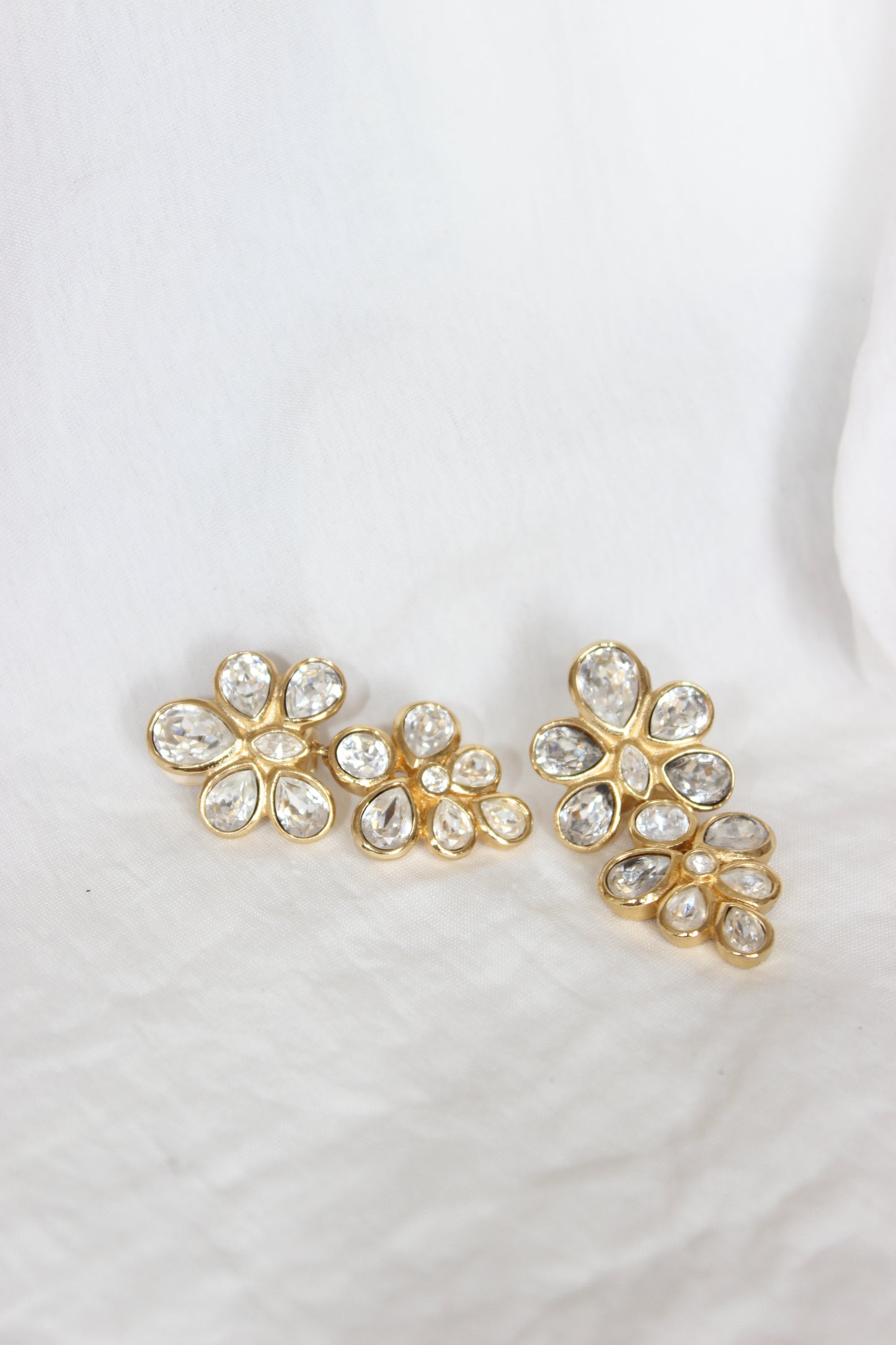 1980s Christian Dior Vintage Clip-On Earrings – Gold-Plated & Faceted Glass Stones