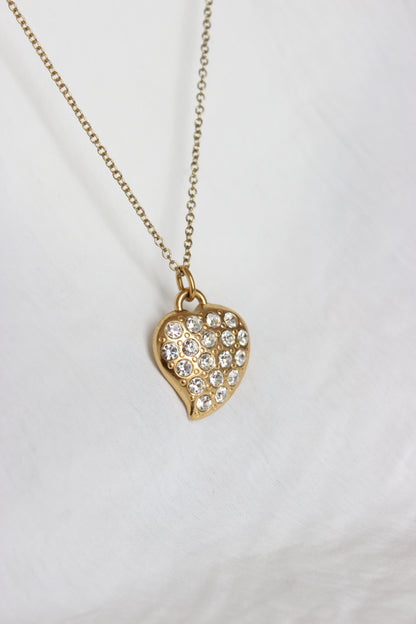 1990s Yves Saint Laurent Collector’s Heart Necklace – Iconic Design with Brilliant Rhinestones