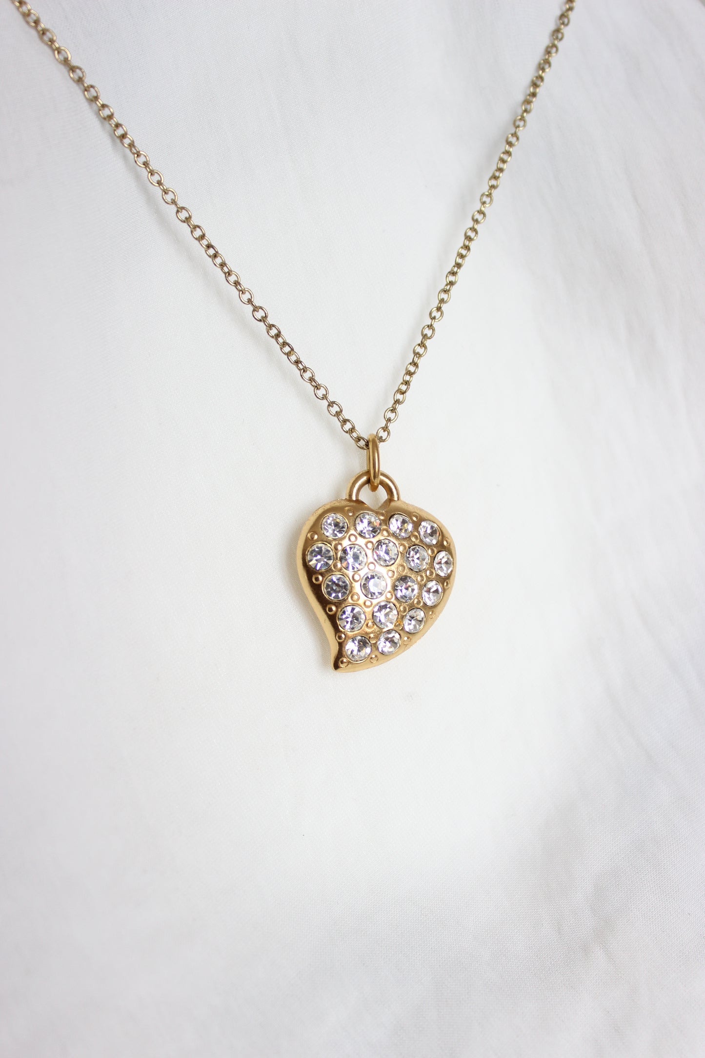 1990s Yves Saint Laurent Collector’s Heart Necklace – Iconic Design with Brilliant Rhinestones