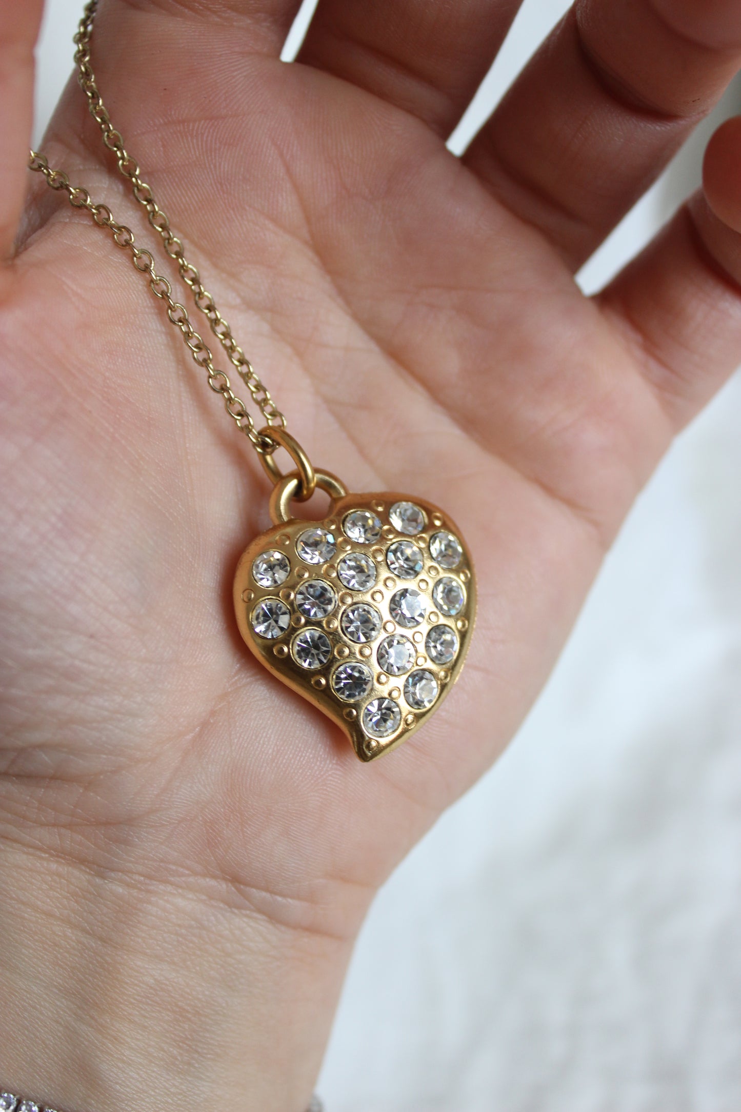 1990s Yves Saint Laurent Collector’s Heart Necklace – Iconic Design with Brilliant Rhinestones