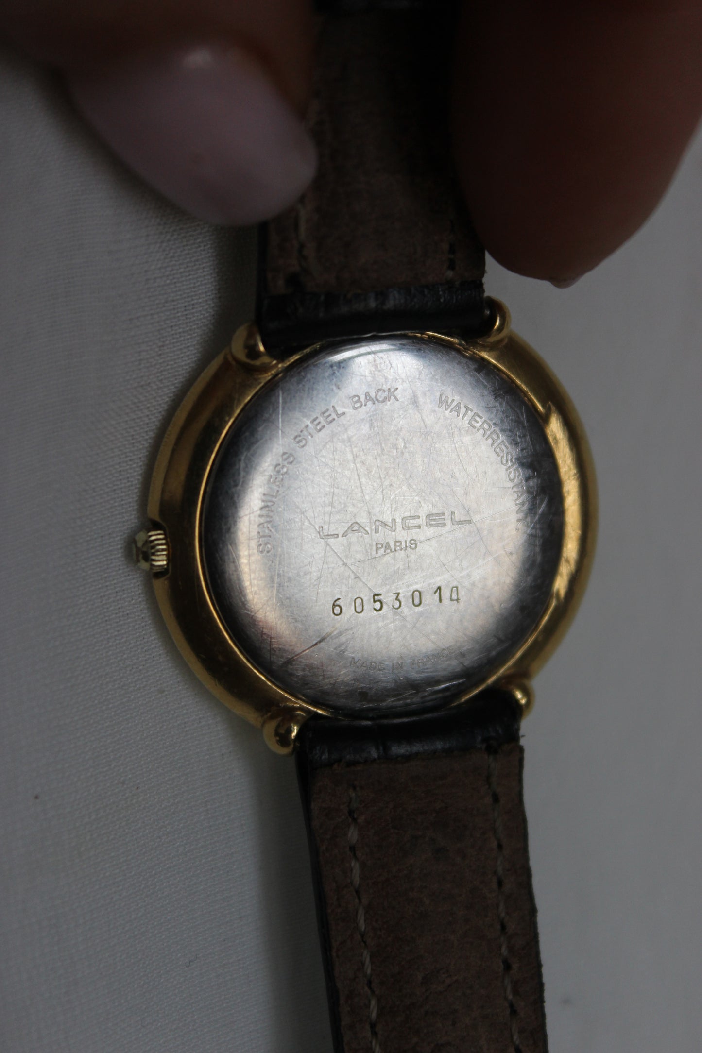 Lancel Vintage 1970s Quartz Watch – Roman Numerals & Gold-Tone Bezel