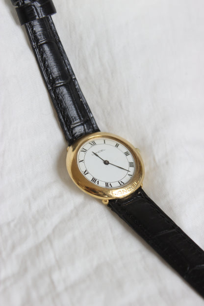 Lancel Vintage 1970s Quartz Watch – Roman Numerals & Gold-Tone Bezel