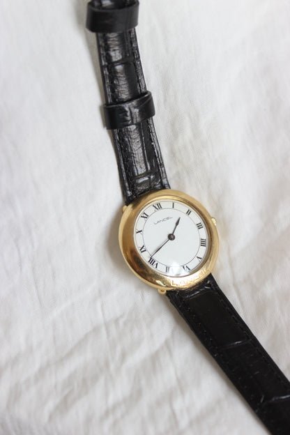 Lancel Vintage 1970s Quartz Watch – Roman Numerals & Gold-Tone Bezel