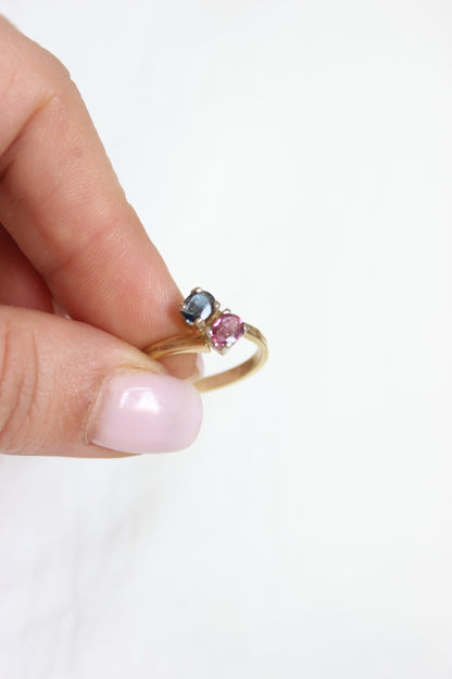 "Toi et Moi" Ring – Pink & Blue Sapphire Duo in 18k White Gold