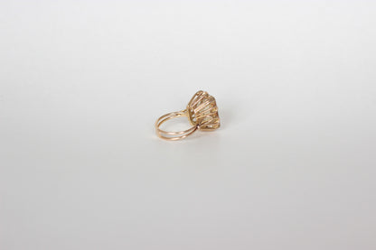 1960s Cocktail Ring in 18K Solid Gold with Large Citrine
