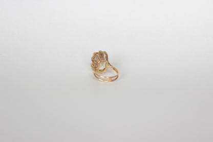 1960s Cocktail Ring in 18K Solid Gold with Large Citrine