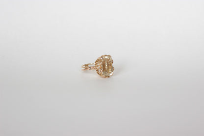 1960s Cocktail Ring in 18K Solid Gold with Large Citrine