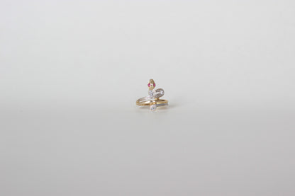 Vintage 1980s Two-Tone 18K Gold Serpent Ring