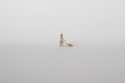 Vintage 1980s Two-Tone 18K Gold Serpent Ring