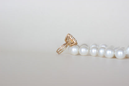 1960s Cocktail Ring in 18K Solid Gold with Large Citrine