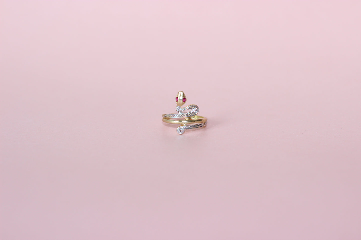 Vintage 1980s Two-Tone 18K Gold Serpent Ring