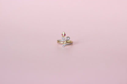 Vintage 1980s Two-Tone 18K Gold Serpent Ring