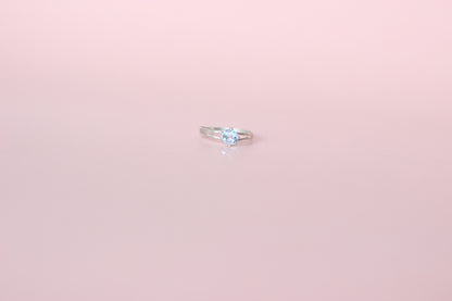 9k White Gold Cushion-Cut Baby Blue Topaz Ring