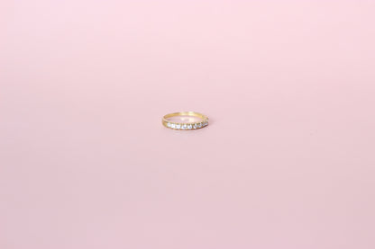 18k Gold Half Eternity Band – Natural Cubic Zirconia
