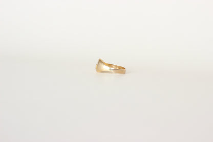 1980s Hand-Engraved "V" Signet Ring in 18k Gold