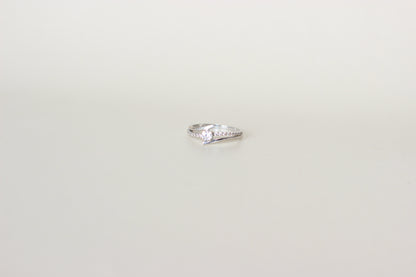 1990s White Gold Ring with Natural Zirconiums