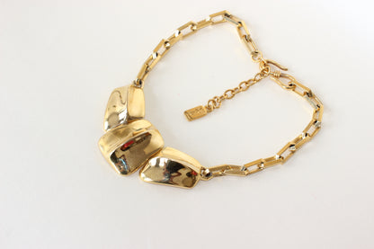 Extremely Rare Yves Saint Laurent Gold-Plated Necklace – Crocodile Scale Motif, 1980s–90s, Signed
