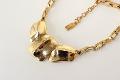 Extremely Rare Yves Saint Laurent Gold-Plated Necklace – Crocodile Scale Motif, 1980s–90s, Signed