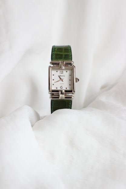 Vintage Rodania Quartz Watch with Green Crocodile-Style Strap – 1990s