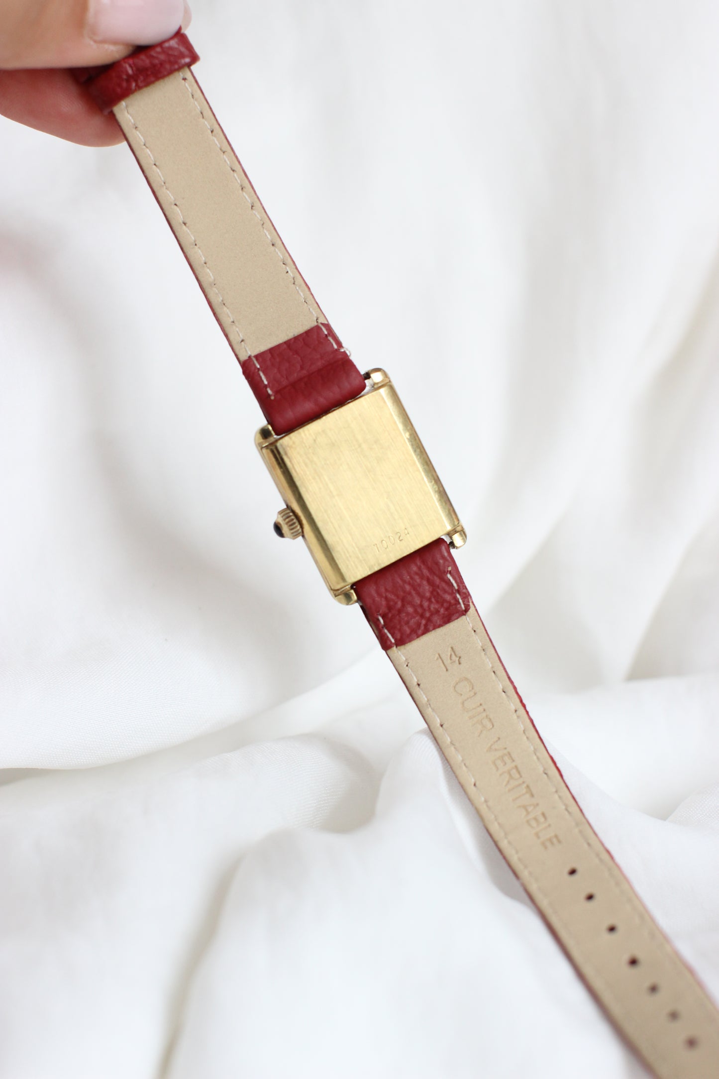 Vintage A. Berthelay Tank Watch – Dark Red Leather Strap