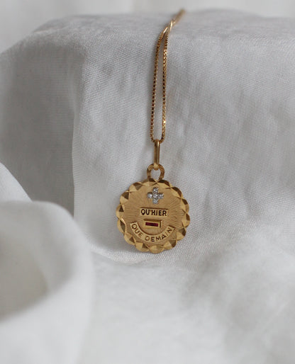 Iconic Diamonds & 18k Gold "Plus qu’hier, moins que demain" Love Medal – Signed Augis