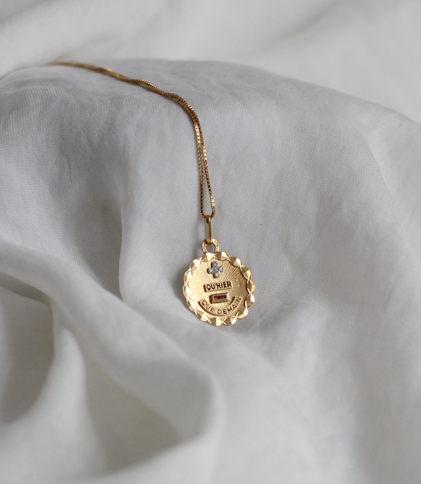 Iconic Diamonds & 18k Gold "Plus qu’hier, moins que demain" Love Medal – Signed Augis
