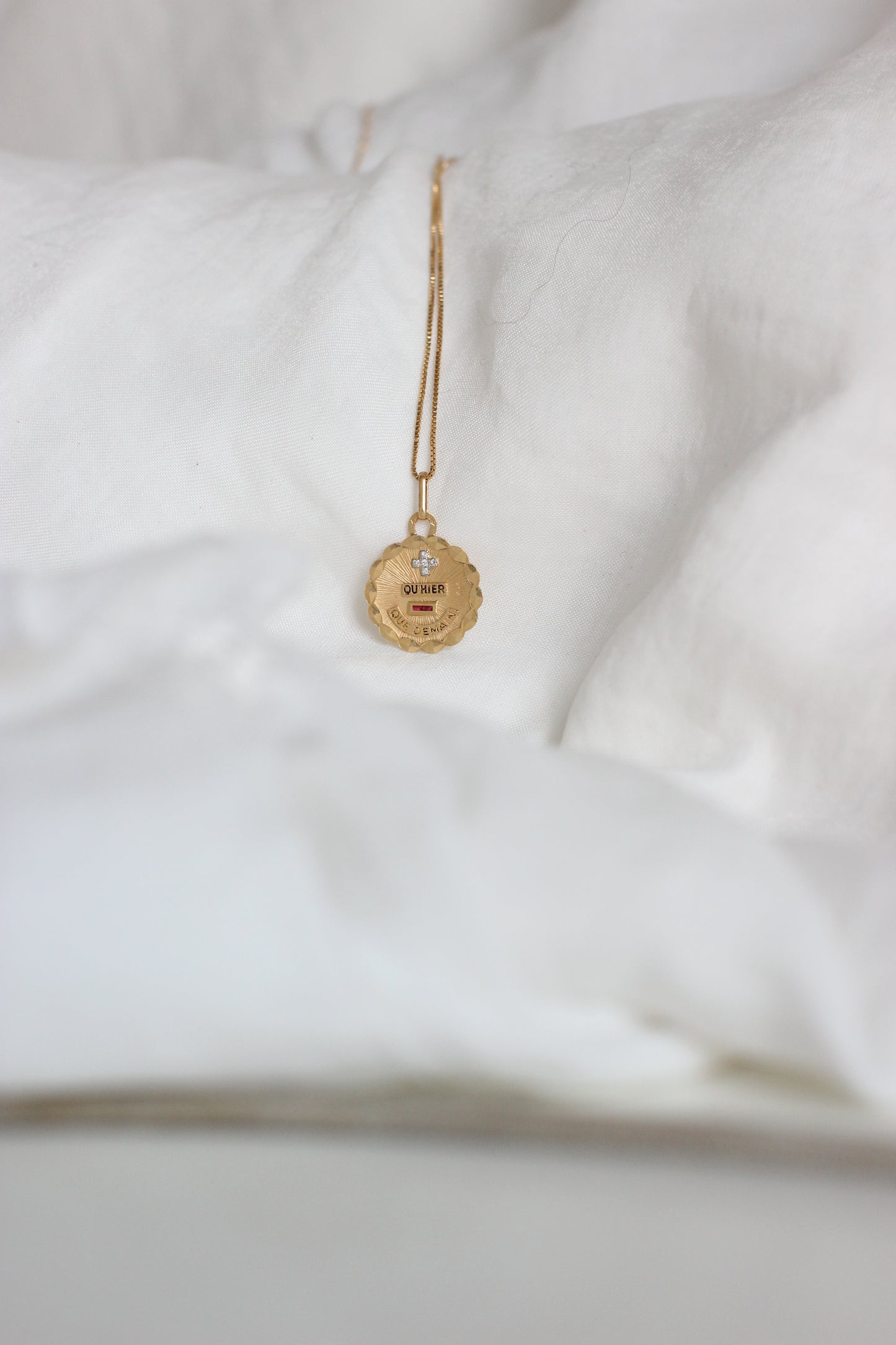 Iconic Diamonds & 18k Gold "Plus qu’hier, moins que demain" Love Medal – Signed Augis