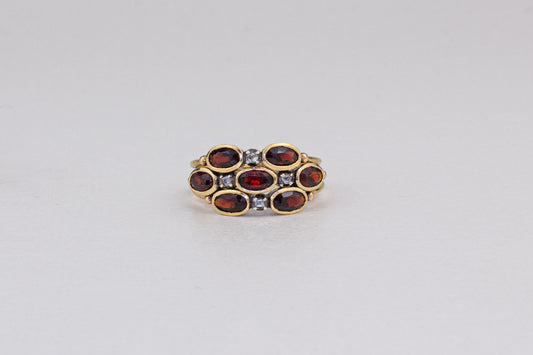Mystical "Harem" Ring in 19 carats gold, Diamonds and Fire Garnets