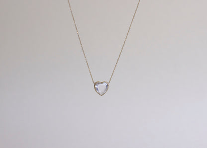 14-Carat Gold Necklace with Heart-Shaped Zirconia