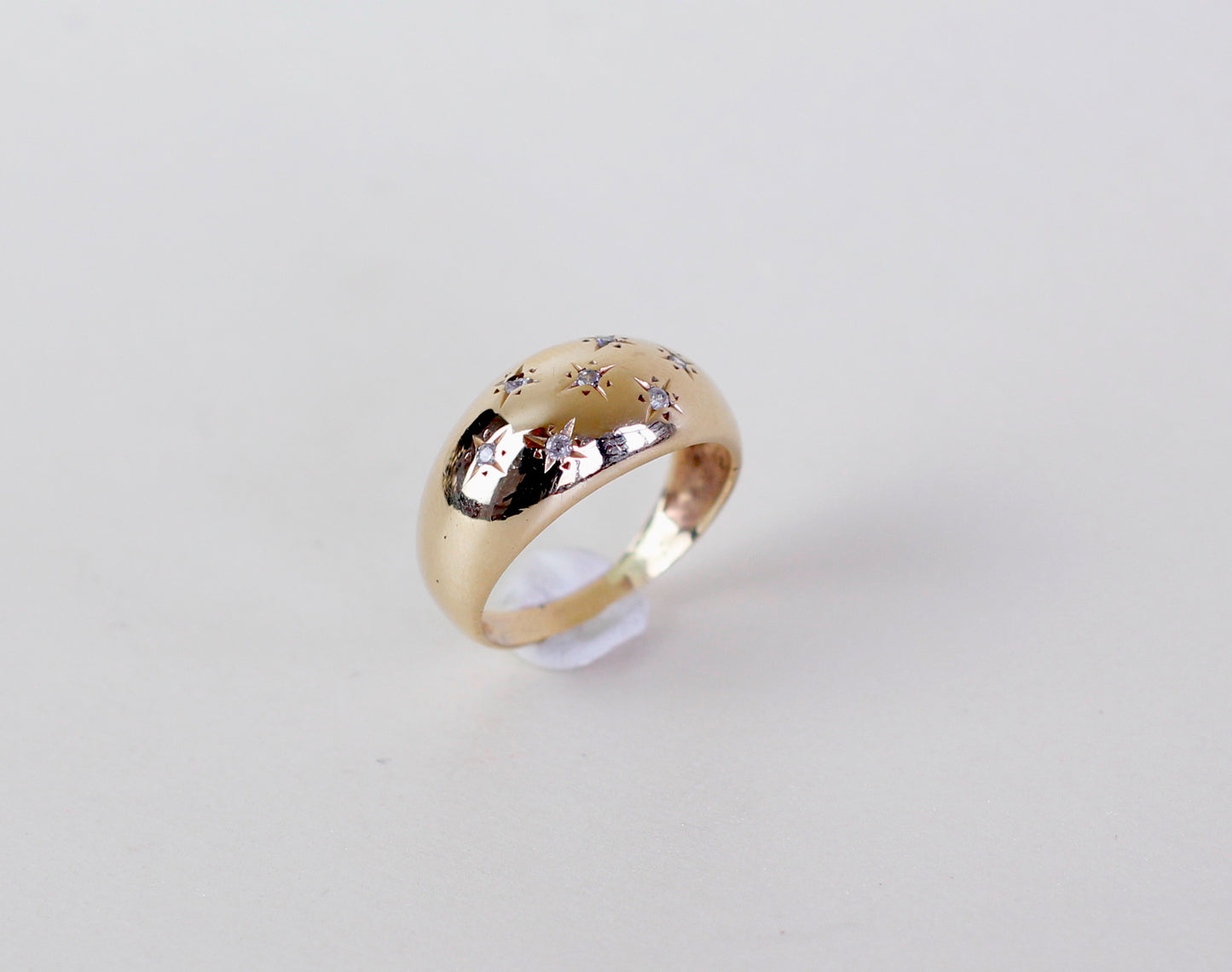 "Bague Boule" Stars in Solid 9 Carats Gold Ring