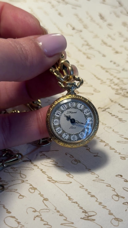 Jean-Louis Frésard Gold-Plated Pocket Watch with Chain – 1960s