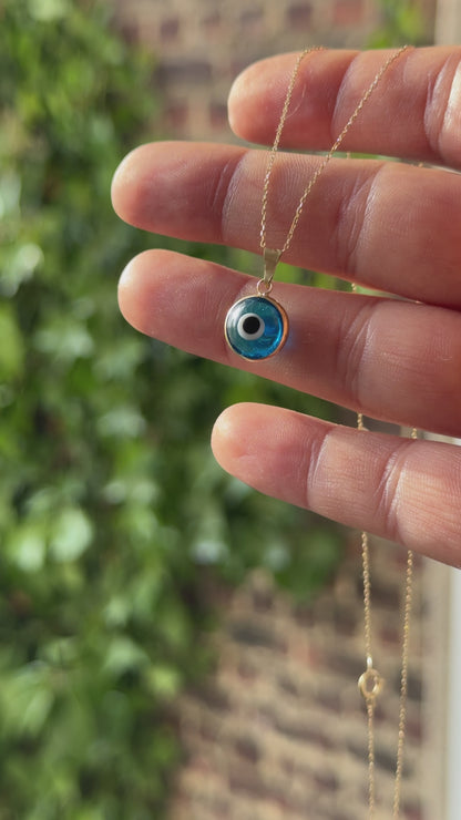 Vintage 18k Gold Pendant with Turquoise Protective Eye 🧿