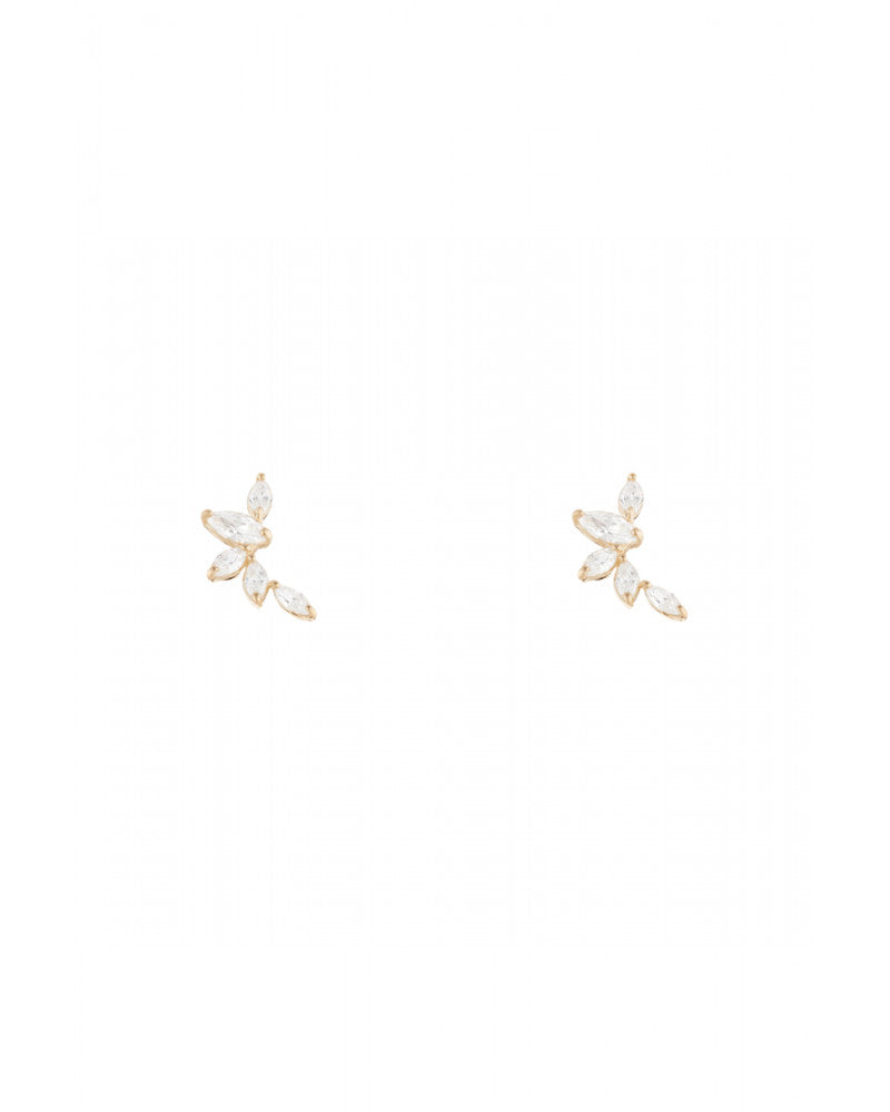 9K Gold and Zircon "Five Petals" Earrings Brand : "By Colette"