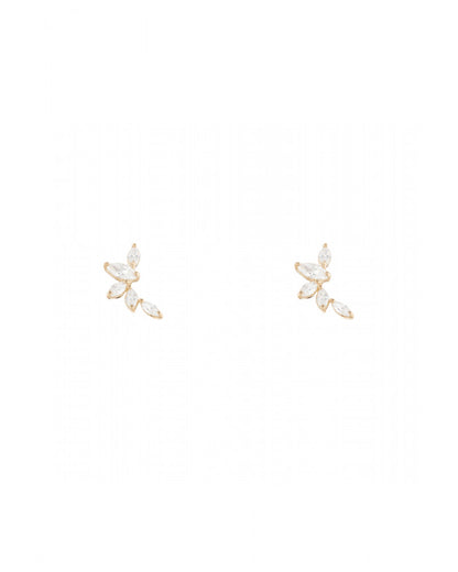 9K Gold and Zircon "Five Petals" Earrings Brand : "By Colette"